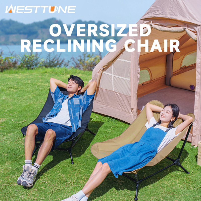 Outdoor Camping Table And Chairs - WESTTUNE Folding Lounger Chair Oversized Camping