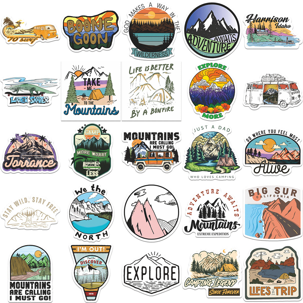Outdoor Camping Games - 10/30/50/100pcs Outdoor Travel Adventure Camping Stickers