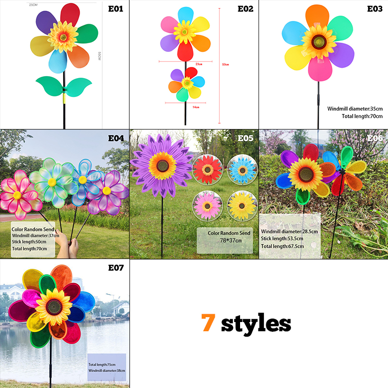 Outdoor Camping Games - 3pcs Sunflower Windmill Pinwheel Colourful Sequins