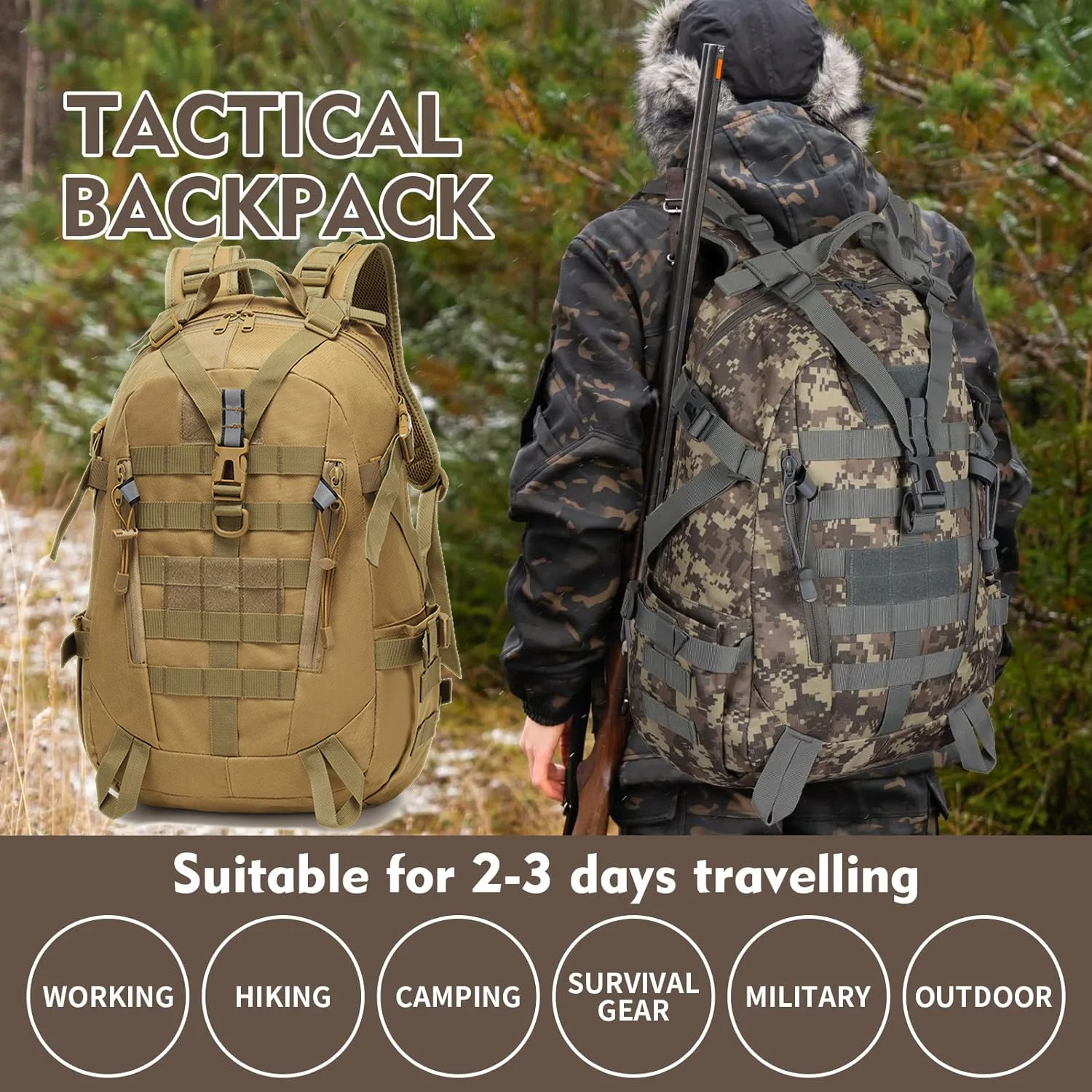 Outdoor Camping Games - 2026 Tactical Reflective Backpack Outdoor Molle