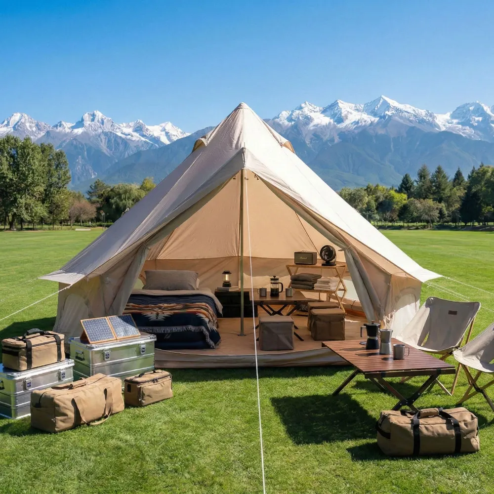 Outdoor Camping And Glamping - 4 Season Bell Tent 9.8 FT,