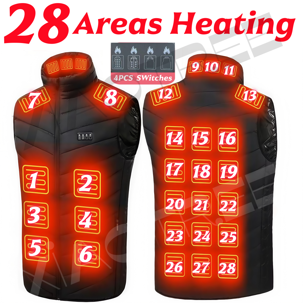 Outdoor Camping Jacket - 28/9 Areas Heated Vest Men Jacket