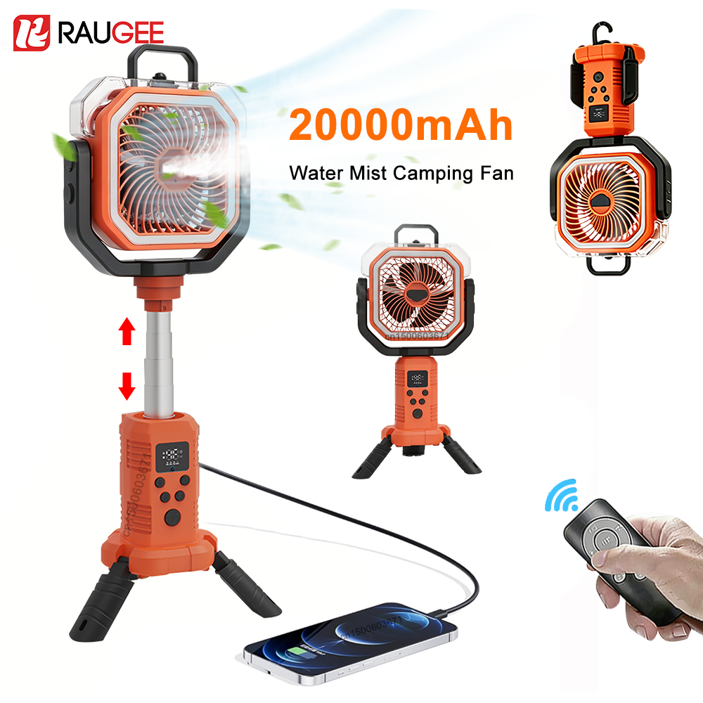 Outdoor Camping Misting Fan - Portable Camping Fan 20000mAh Tent Air