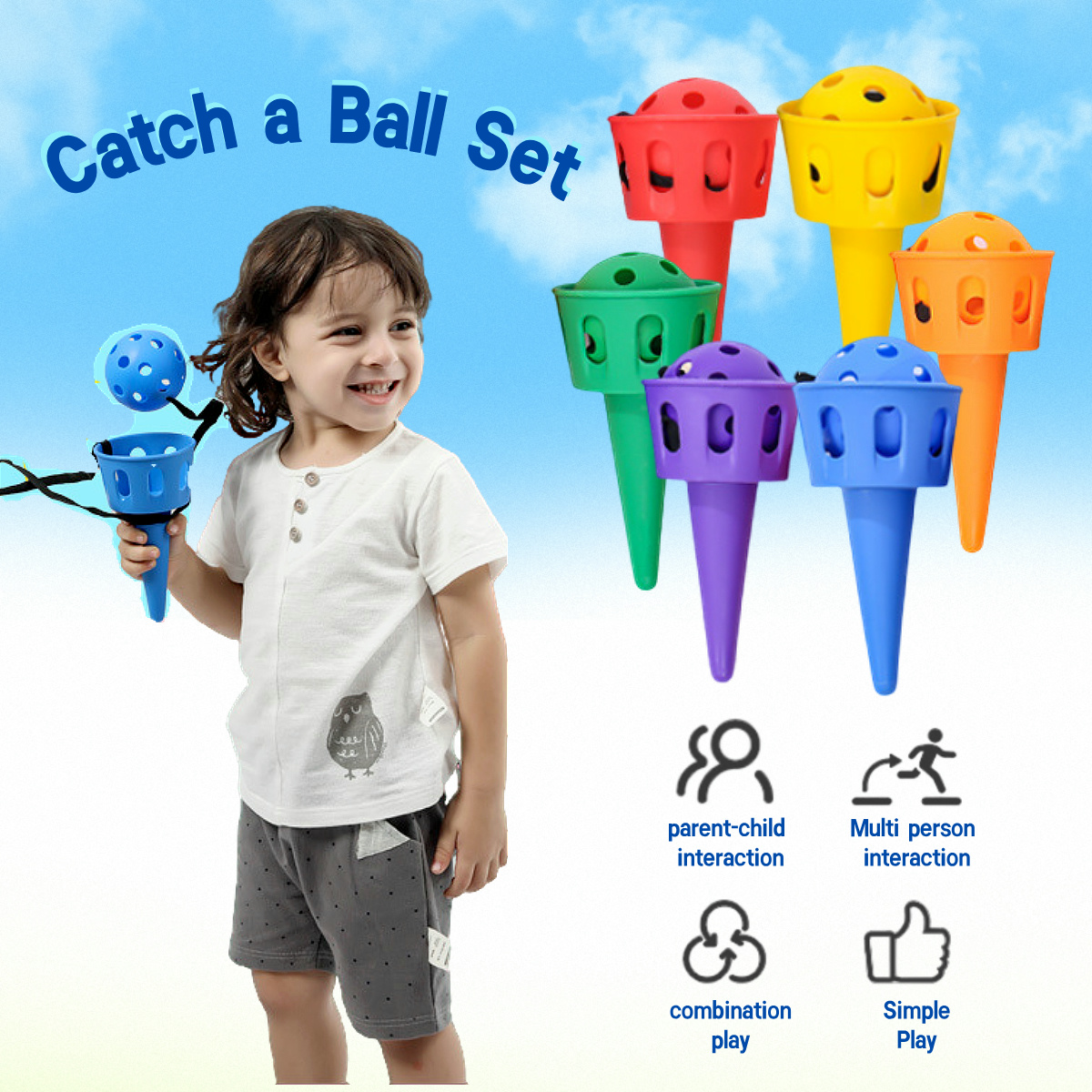 Outdoor Camping Games For Adults - 6pcs Catch a Ball Set,Champion Sports