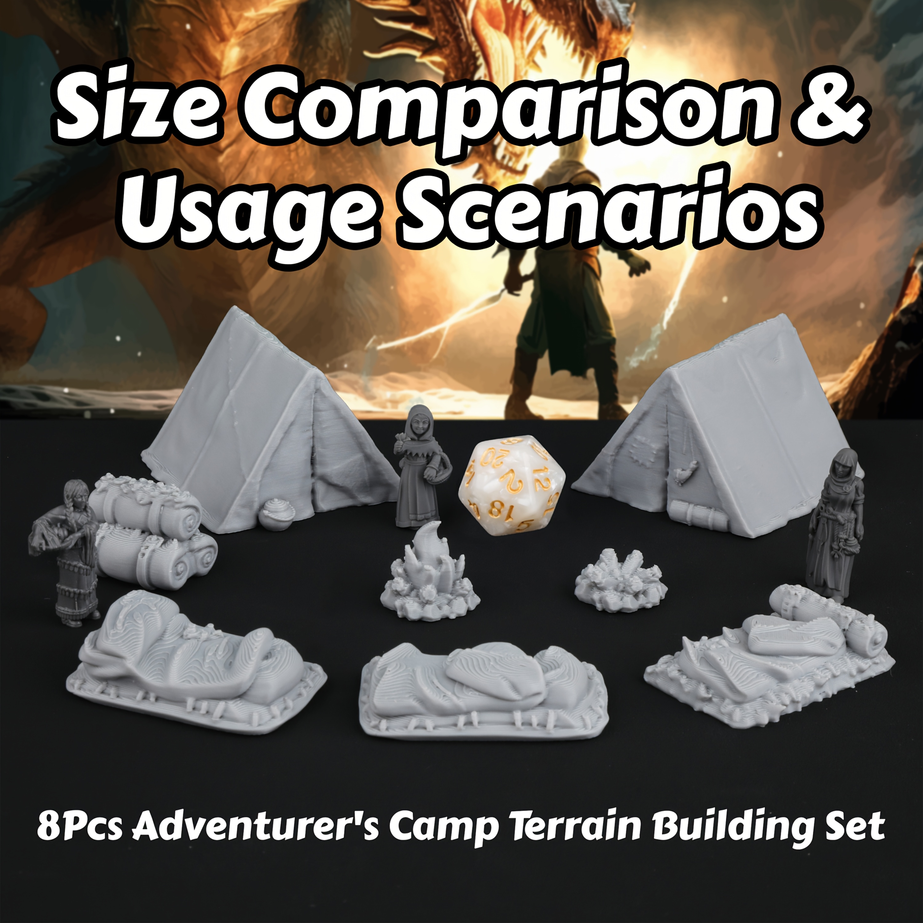 Outdoor Camping Games - 8pcs RPG Adventurer's Camp Miniature Terrain