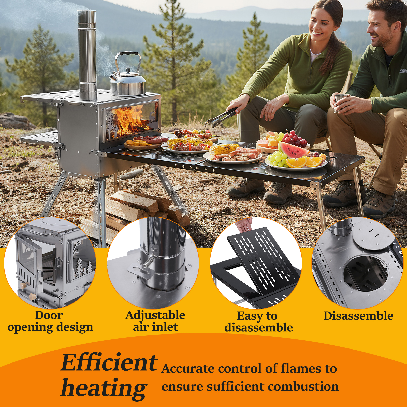 Outdoor Camping Wood Burning Stove - Outdoor Camping Tent Stove with Oven