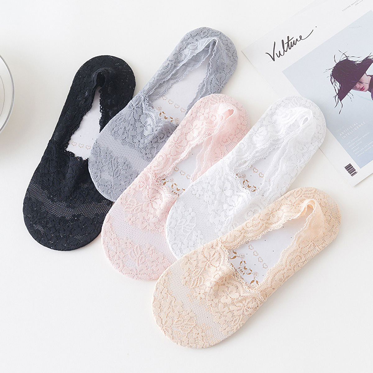 Outdoor Camping Slippers - 5 Pairs Women's Summer Lace Invisible