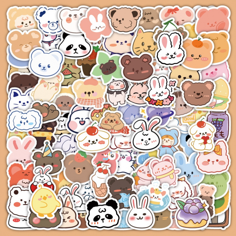 100pcs Cute  Bear Stickers Vin - огляд і ціна Bear Canister