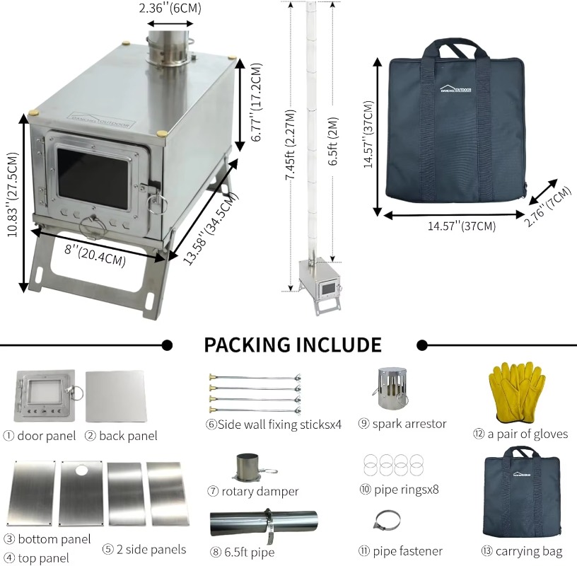 【Popular】DANCHEL S1 Foldable T - огляд і ціна Outdoor Camping Wood Burning Stove