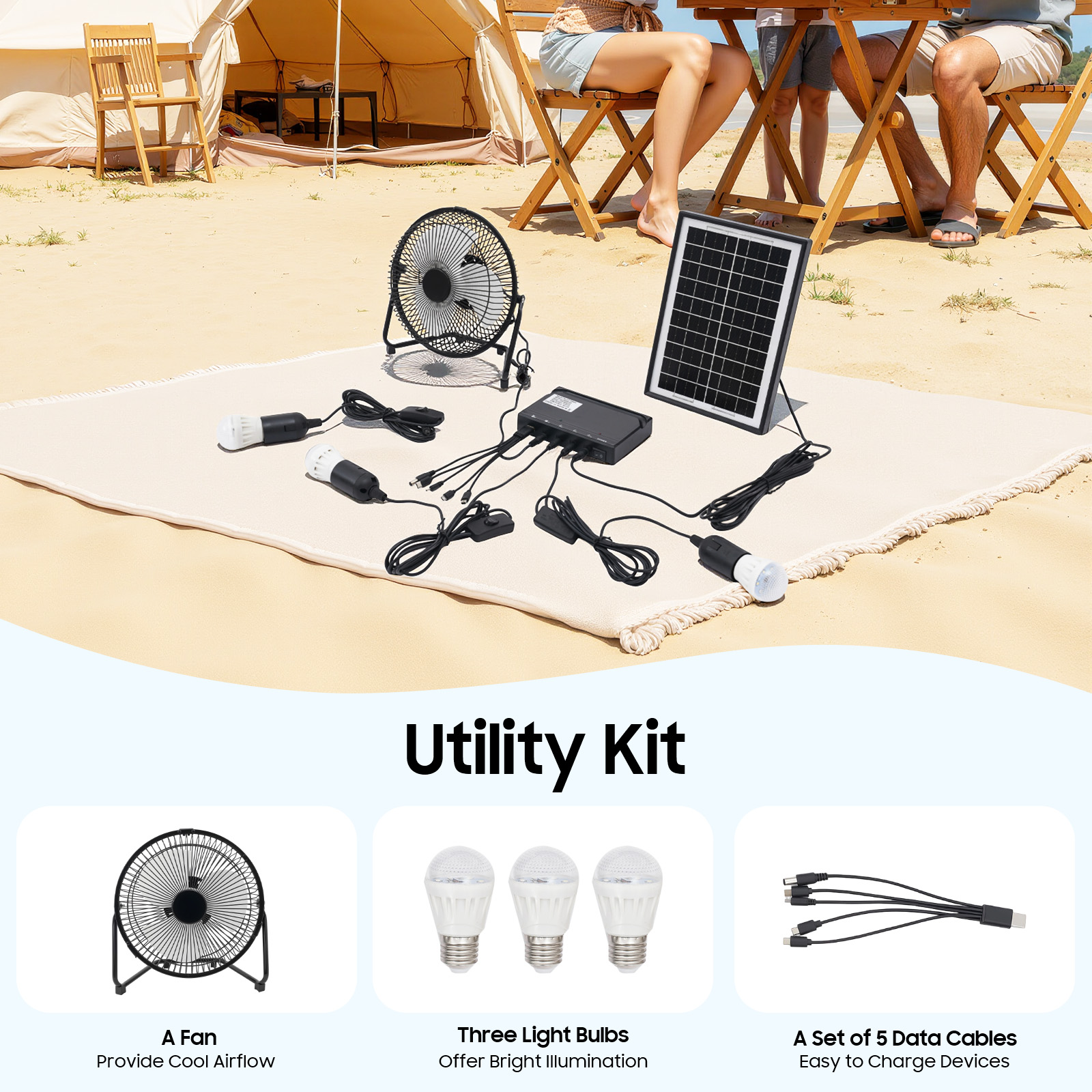 100-240V Solar Fan And Lamp Ki - огляд і ціна Camping Solar Lantern