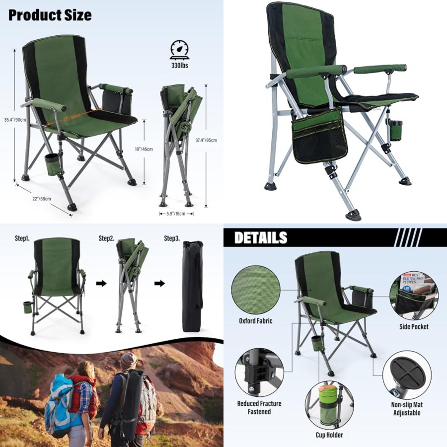 Camping Chair for Adults, Heav - огляд і ціна Outdoor Camping Folding Chairs