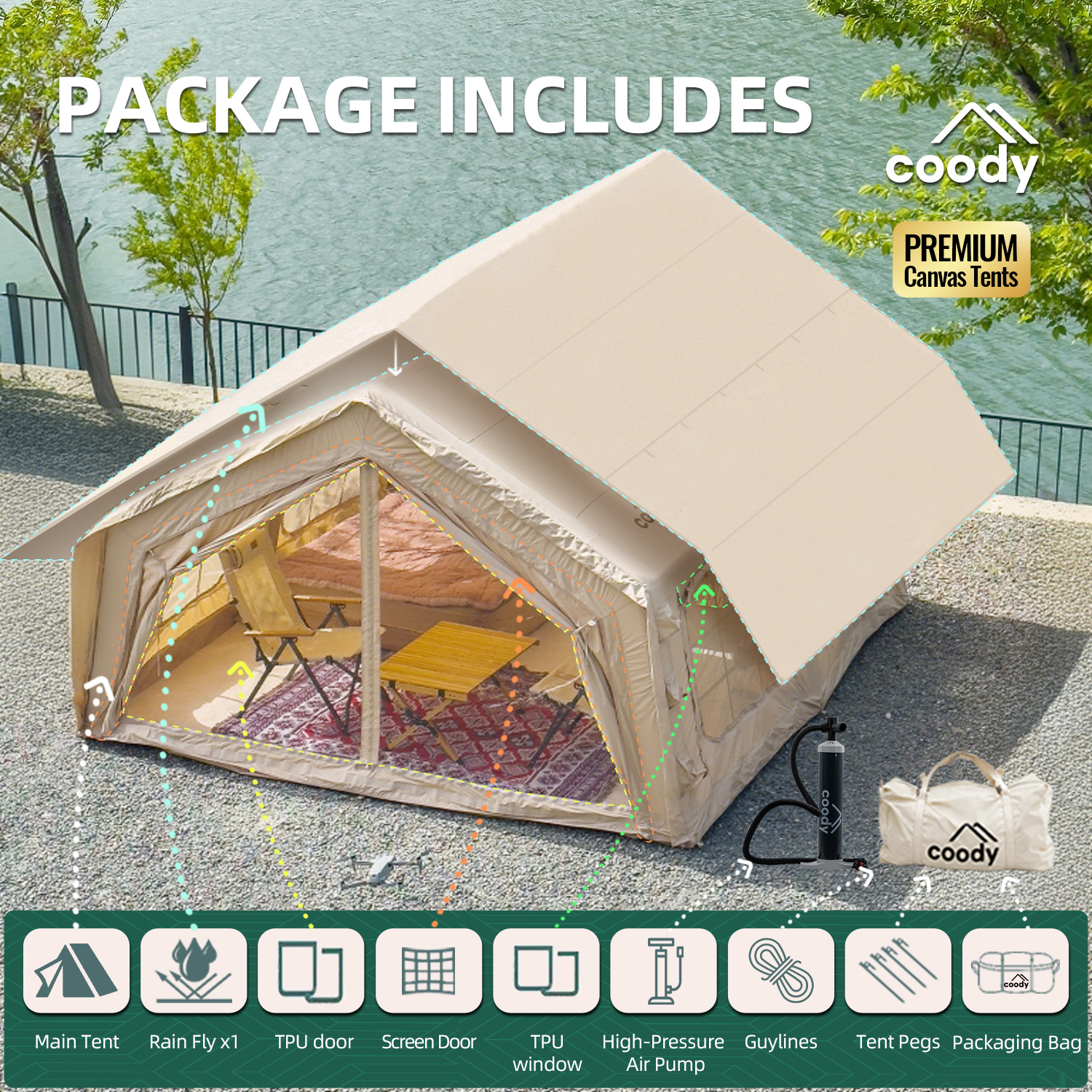 Coody 13.6 Air Tent-Beige Infl - огляд і ціна Outdoor Camping And Glamping