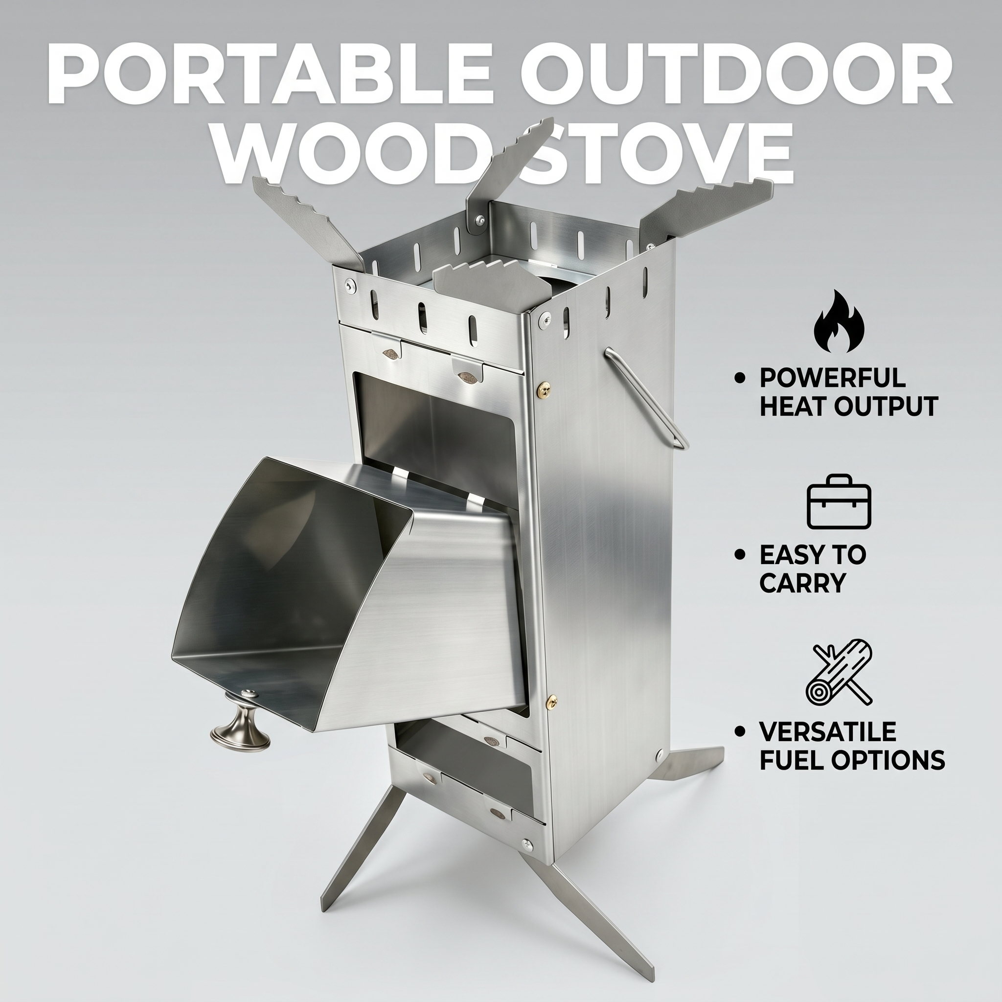 Portable Foldable Rocket Stove - огляд і ціна Outdoor Camping Wood Burning Stove
