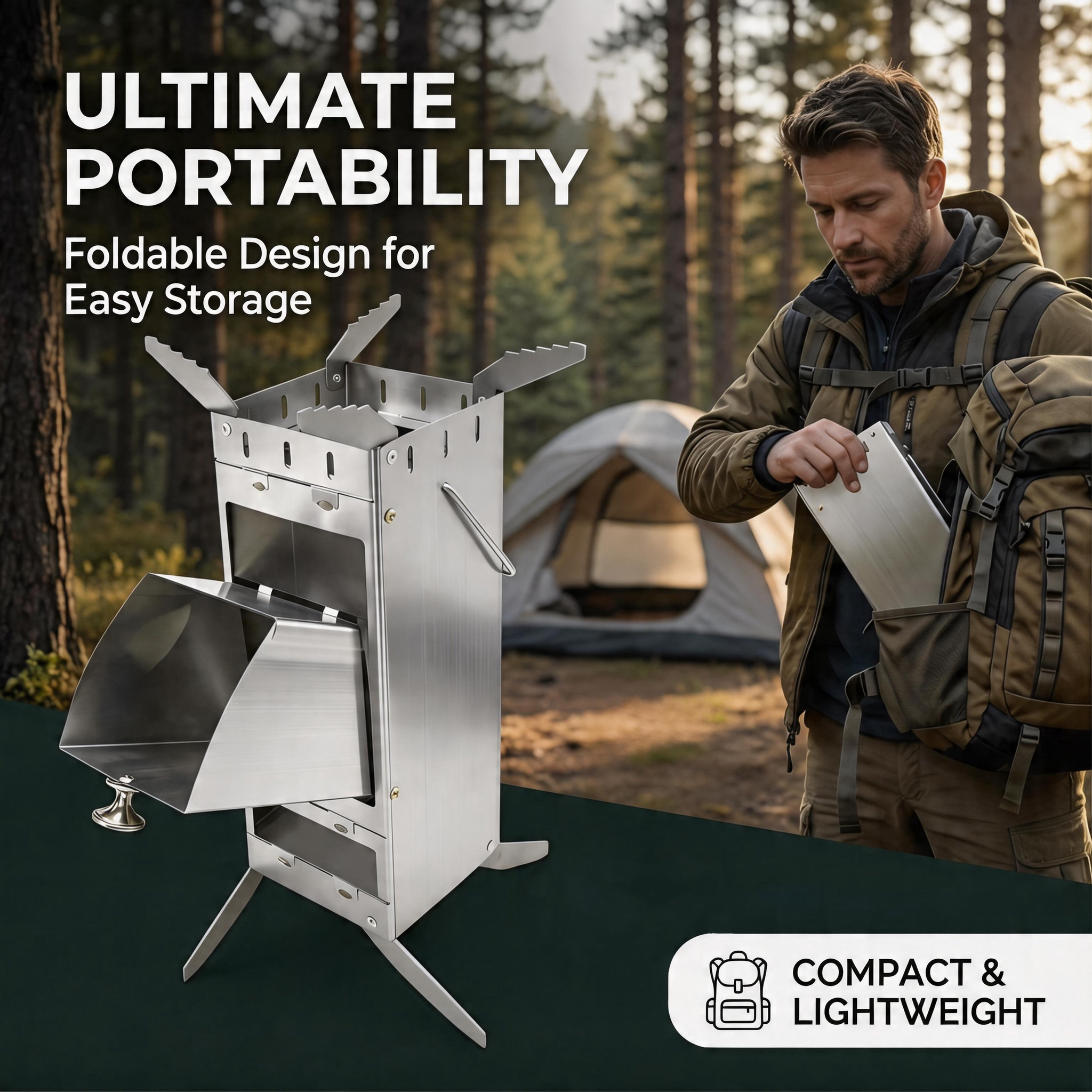 Portable Foldable Rocket Stove - огляд і ціна Outdoor Camping Wood Burning Stove