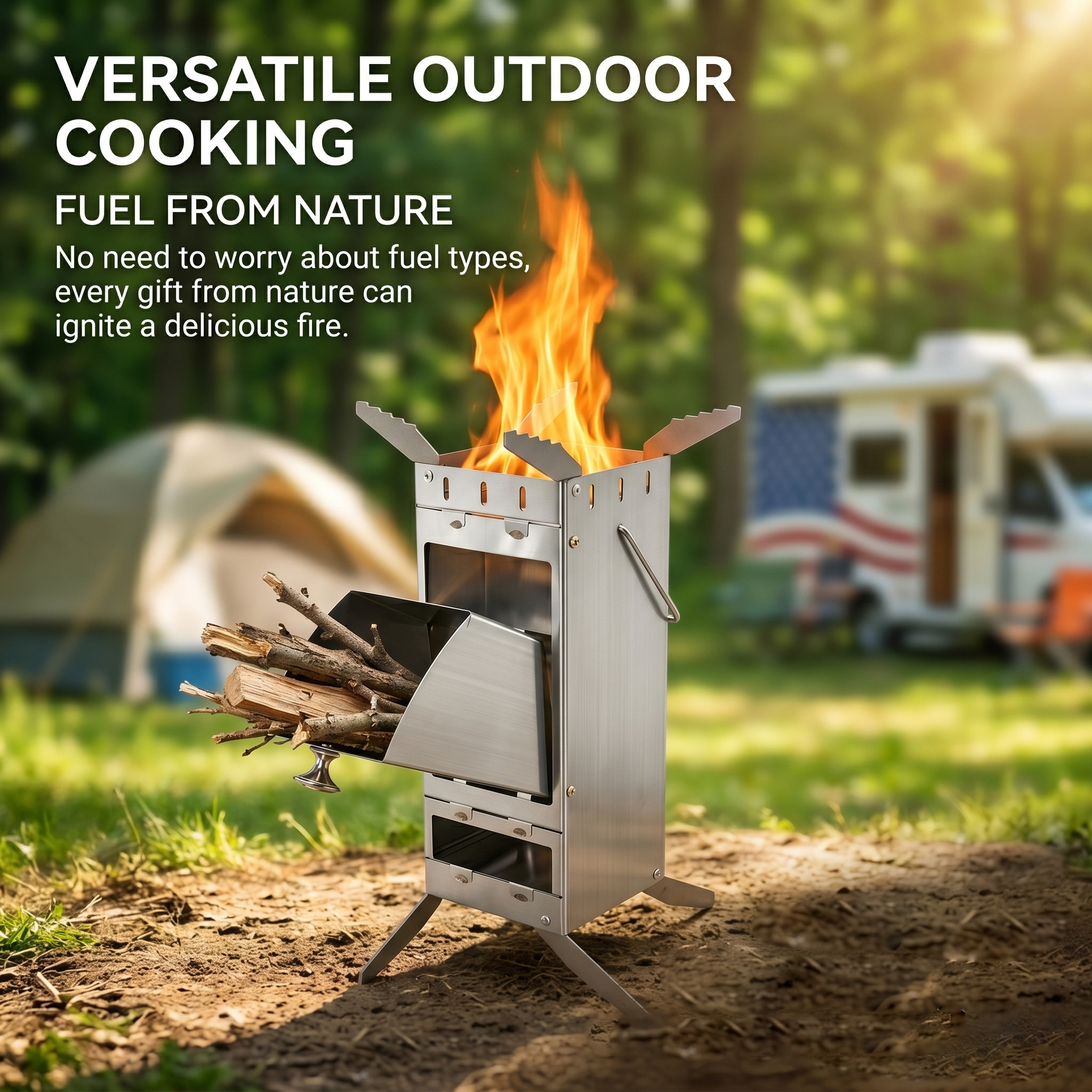 Portable Foldable Rocket Stove - огляд і ціна Outdoor Camping Wood Burning Stove