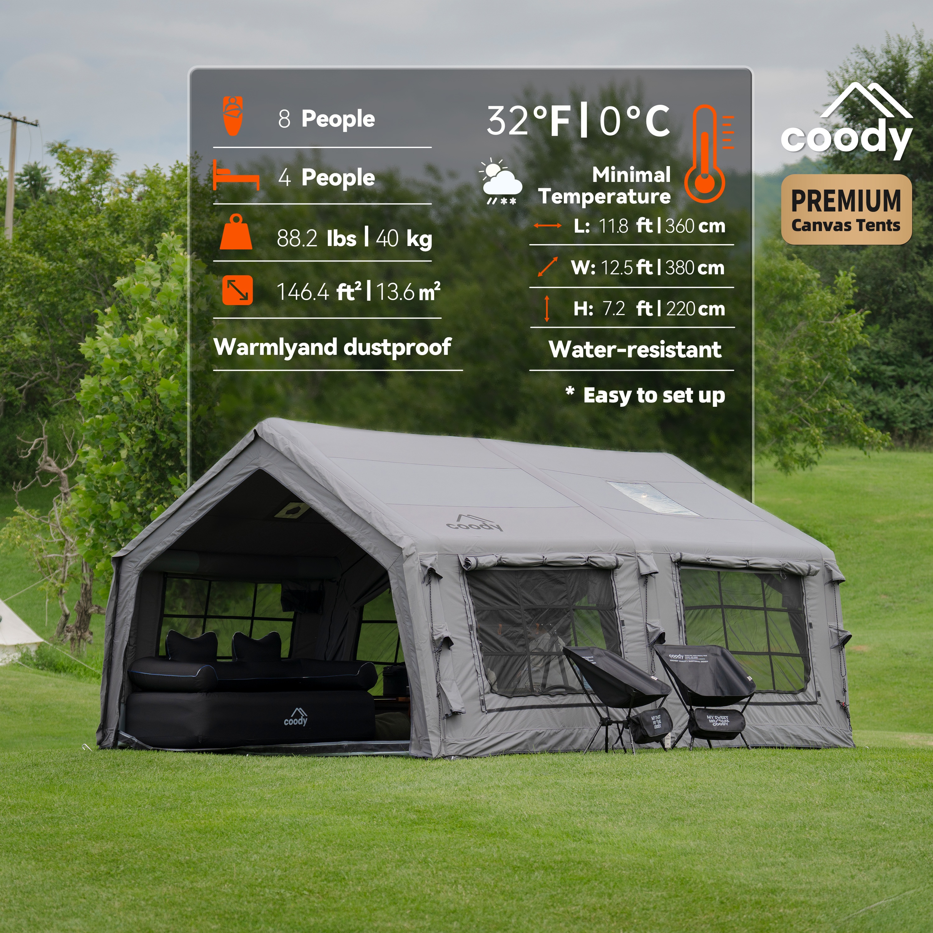Coody 13.6 Air Tent-Gray Popul - огляд і ціна Outdoor Camping And Glamping