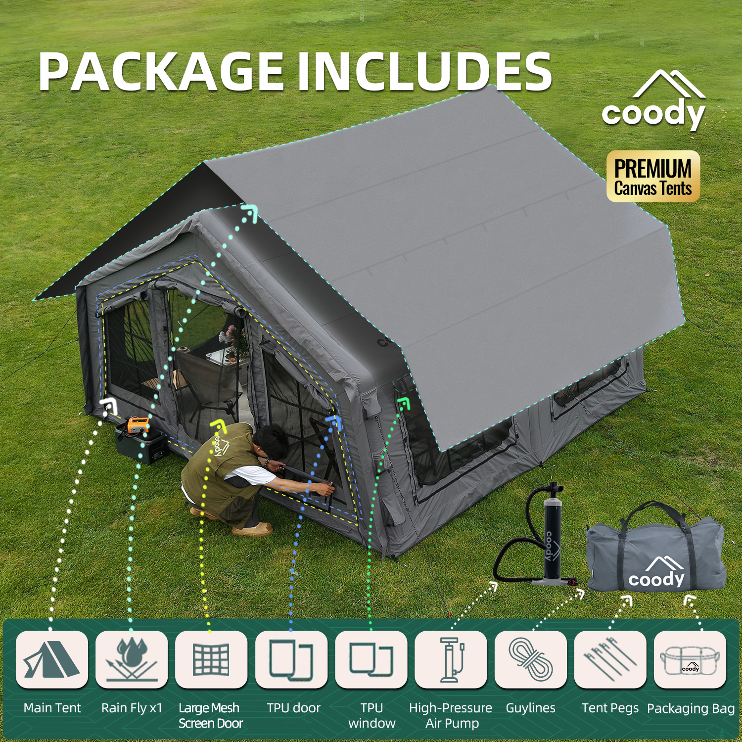 Coody 13.6 Air Tent-Gray Popul - огляд і ціна Outdoor Camping And Glamping