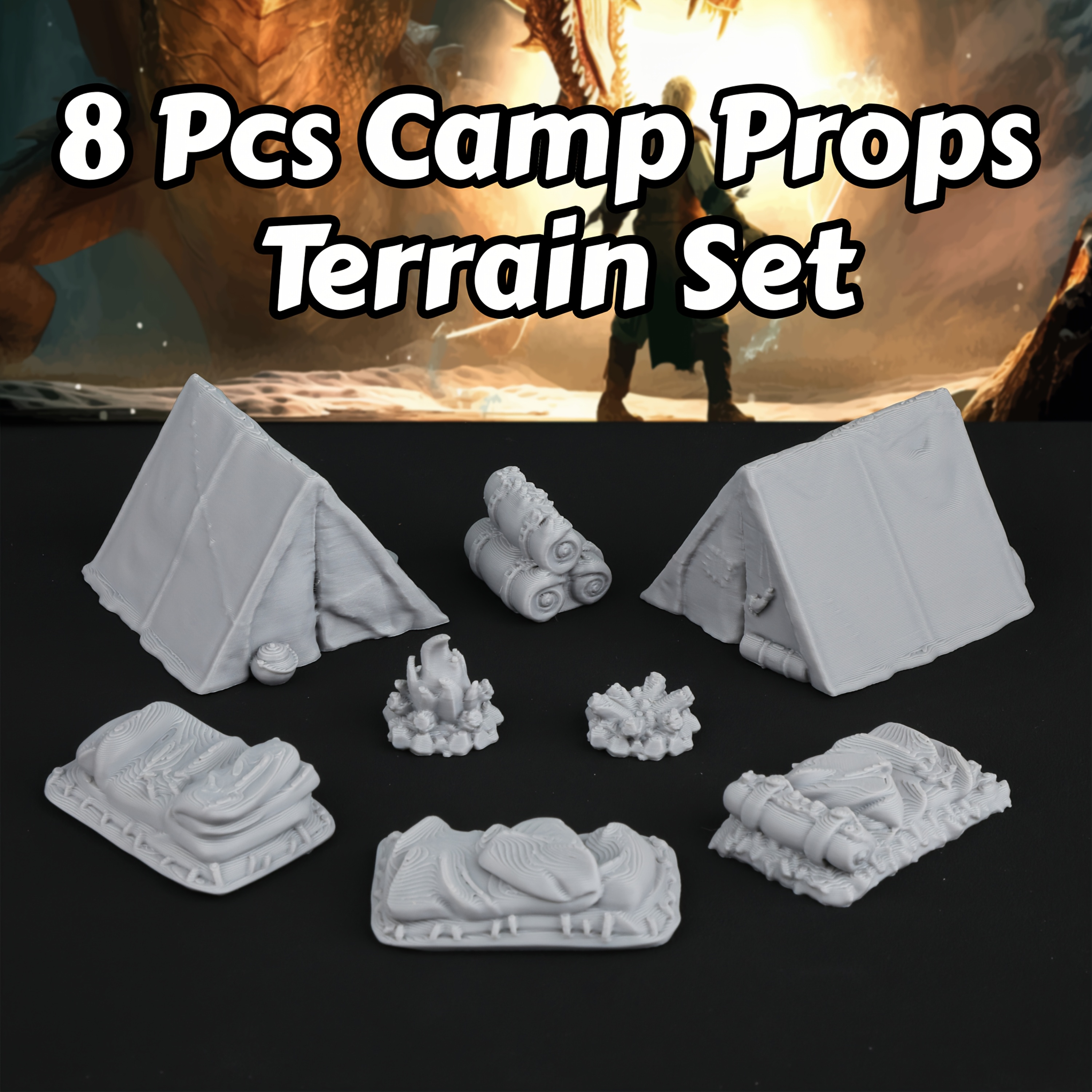 8pcs RPG Adventurer's Camp Min - огляд і ціна Outdoor Camping Games